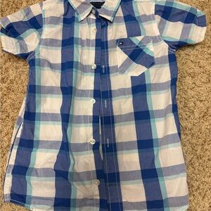 Tommy Hilfiger Blue and White Plaid Kids Shirt